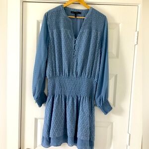 White House Black Market Textured Blue Dress